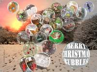 [Christmas scenes in bubbles]